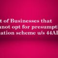 List of Businesses that cannot opt for presumptive taxation scheme u/s 44AD